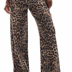 ASOS Leopard Print Wide-Leg Pants